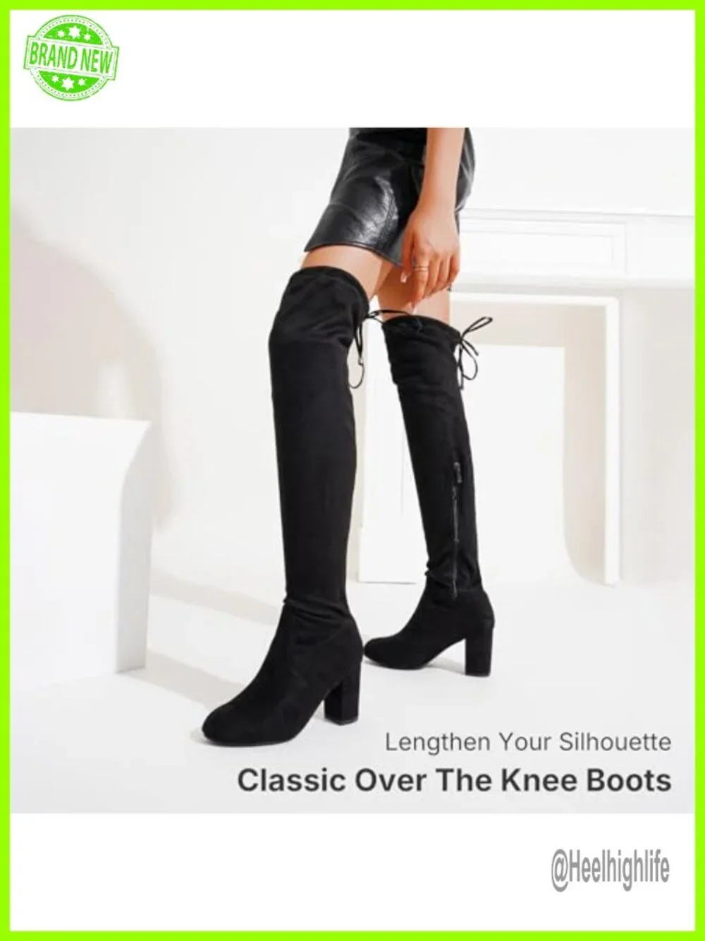 Thigh High Suede Over the Knee Boots with Zipper, Chunky Heel, Round Toe,